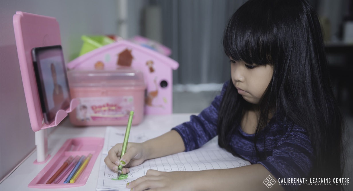 Singaporean Girl studying for PSLE Math at CalibreMath Learning Center